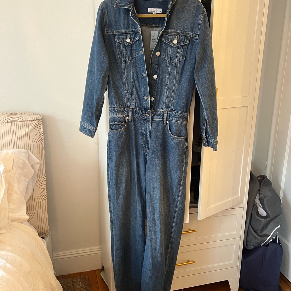 NWT LOFT Classic Blue Denim Jumpsuit